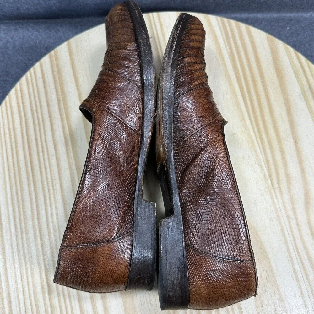 ZELLI ROSSI TEJU LIZARD PENNY‎ LOAFER COGNAC 202 Size 8 Slip On Dress Shoe Italy